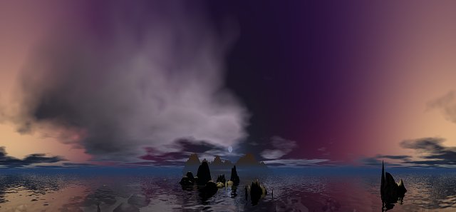 Grafik/Nacht am Meer/Panorama