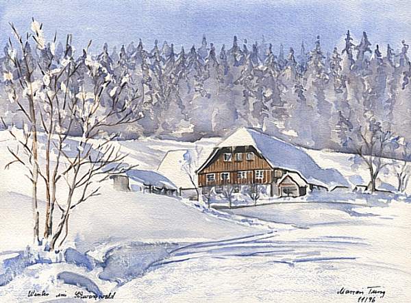 Aquarell/Winter im Schwarzwald