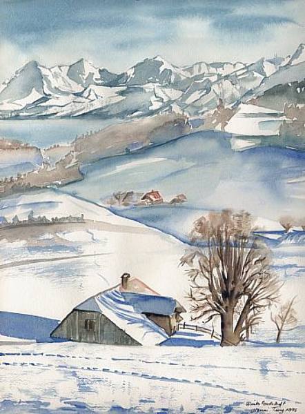 Aquarell/Winterlandschaft